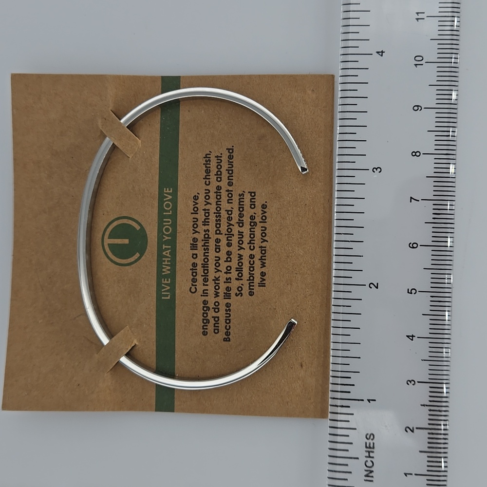 MantraBand "Live What You Love" Silver Tone Cuff Bracelet - Picture 3 of 3